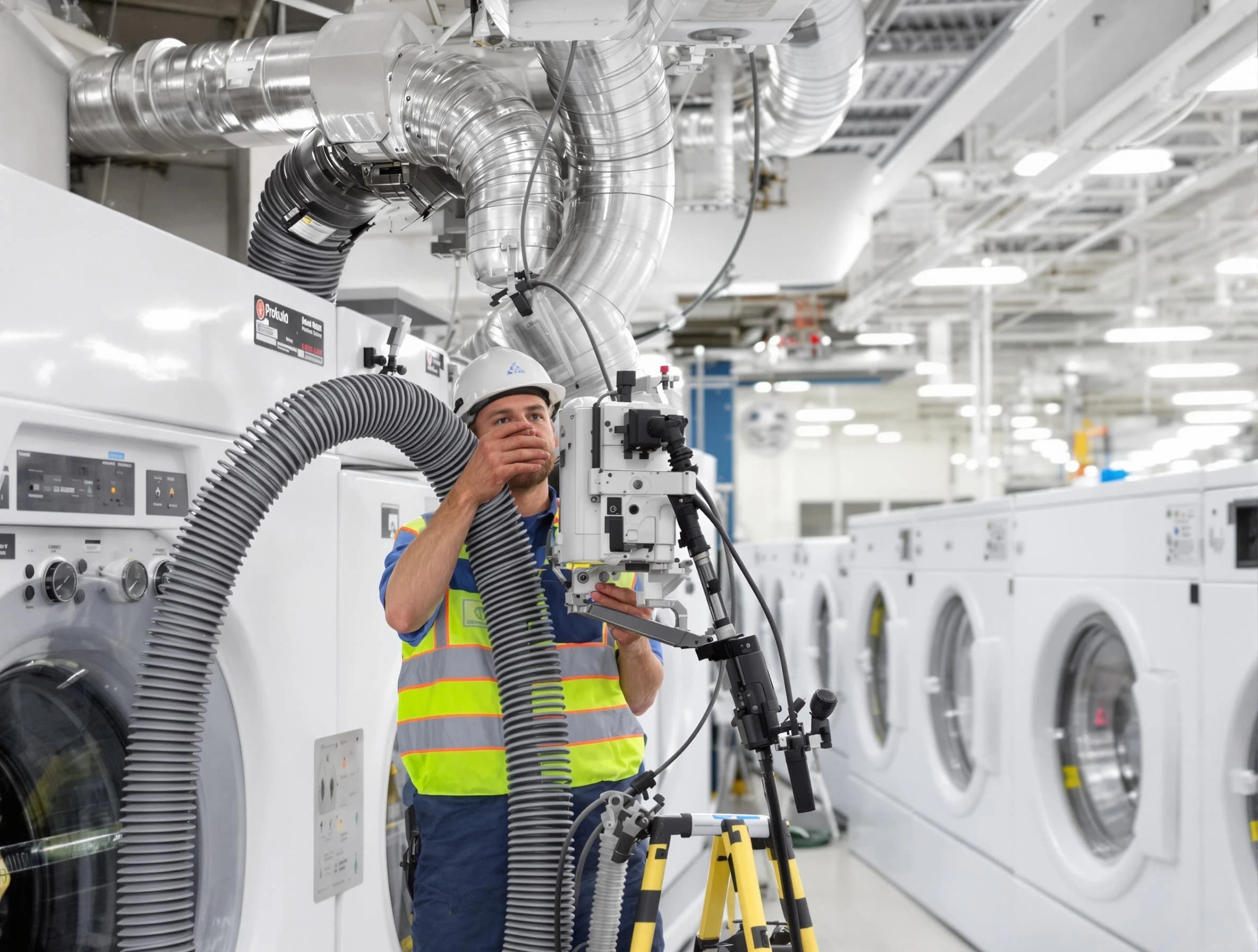 West Jordan Dryer Vent Cleaning team performing commercial-grade dryer vent cleaning at a business facility in West Jordan