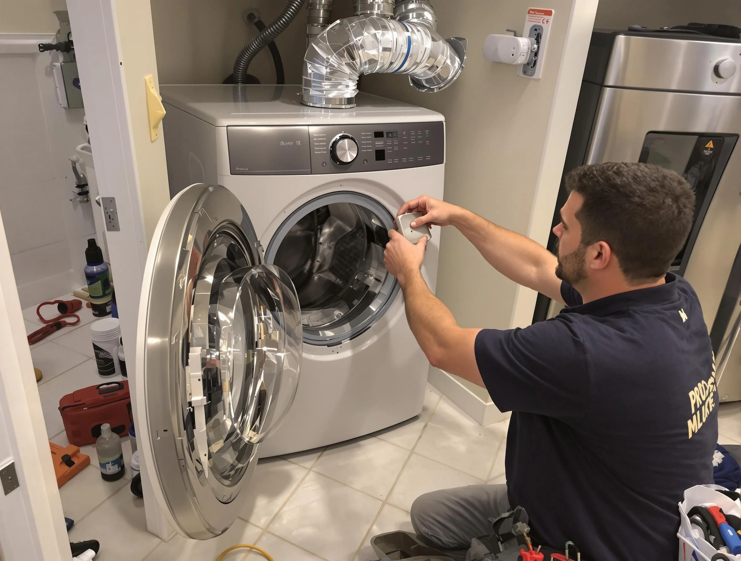 West Jordan Dryer Vent Cleaning technician performing precise dryer vent hose installation in West Jordan